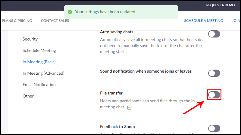 Tắt mục File transfer